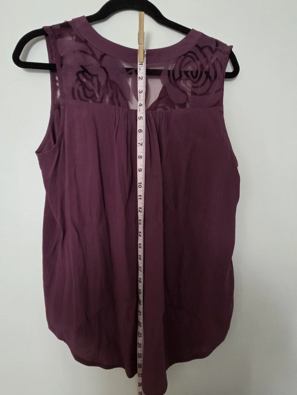 NWT 41 Hawthorne Sleeveless Sheer Blouse Large- Plum Button Up - Picture 4 of 8